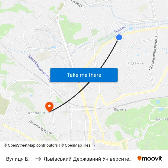 Вулиця Бетховена to Львівський Державний Університет Безпеки Життєдіяльності map