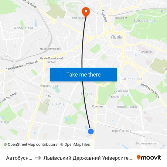 Автобусний Завод to Львівський Державний Університет Безпеки Життєдіяльності map