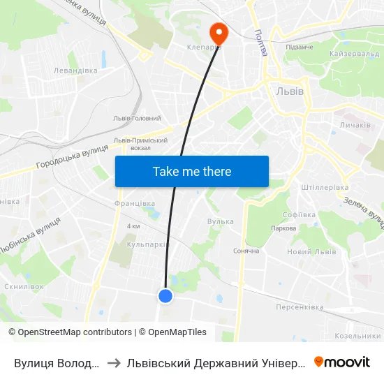 Вулиця Володимира Великого to Львівський Державний Університет Безпеки Життєдіяльності map