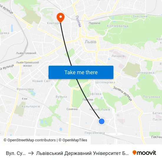 Вул. Сумська to Львівський Державний Університет Безпеки Життєдіяльності map