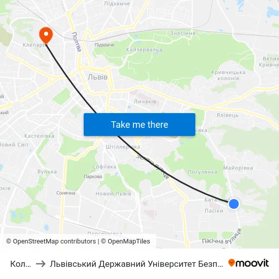 Коледж to Львівський Державний Університет Безпеки Життєдіяльності map
