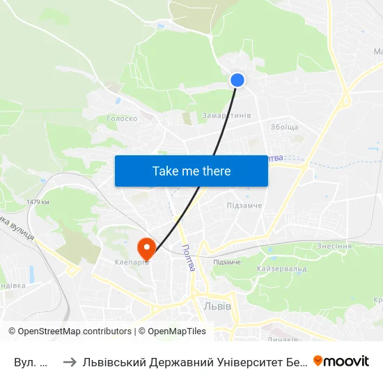Вул. Щурата to Львівський Державний Університет Безпеки Життєдіяльності map