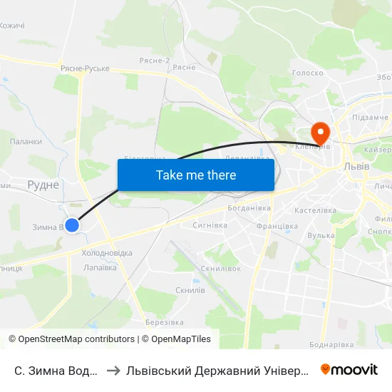 С. Зимна Вода (Вул. Західна) to Львівський Державний Університет Безпеки Життєдіяльності map