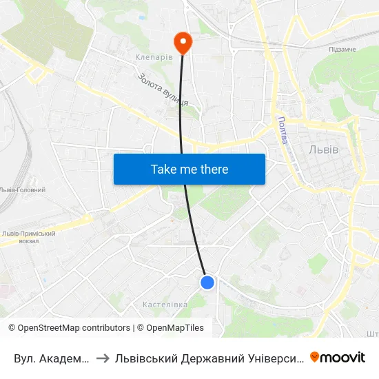 Вул. Академіка Сахарова to Львівський Державний Університет Безпеки Життєдіяльності map