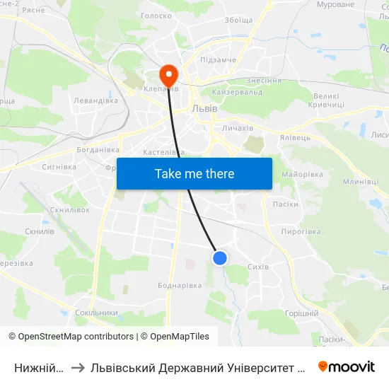 Нижній Шувар to Львівський Державний Університет Безпеки Життєдіяльності map