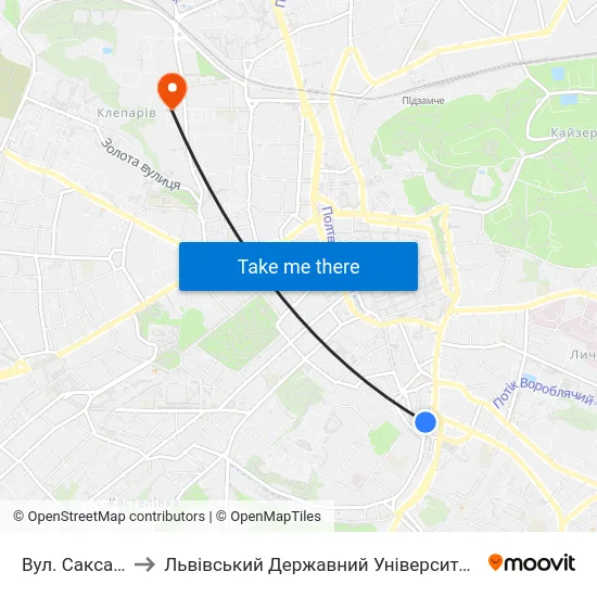 Вул. Саксаганського to Львівський Державний Університет Безпеки Життєдіяльності map
