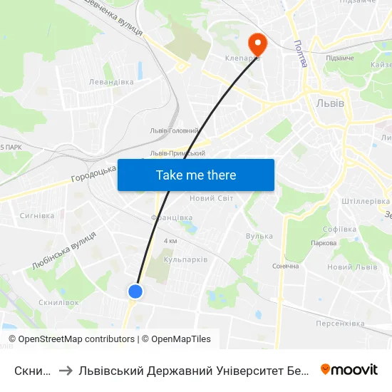 Скнилівок to Львівський Державний Університет Безпеки Життєдіяльності map