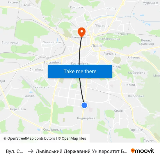 Вул. Скорини to Львівський Державний Університет Безпеки Життєдіяльності map