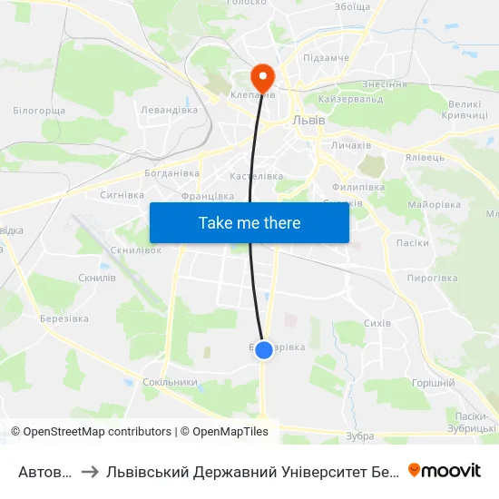 Автовокзал to Львівський Державний Університет Безпеки Життєдіяльності map