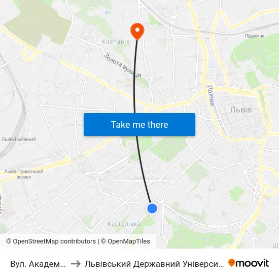 Вул. Академіка Сахарова to Львівський Державний Університет Безпеки Життєдіяльності map