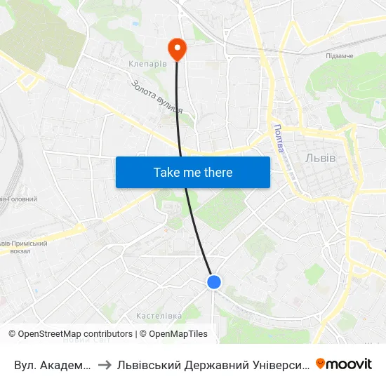 Вул. Академіка Сахарова to Львівський Державний Університет Безпеки Життєдіяльності map