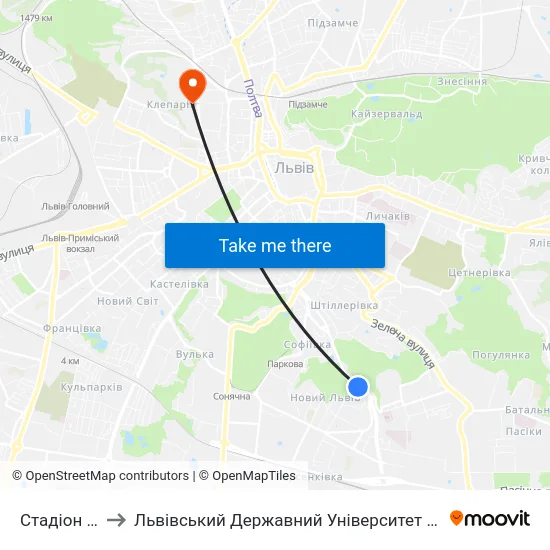 Стадіон Україна to Львівський Державний Університет Безпеки Життєдіяльності map