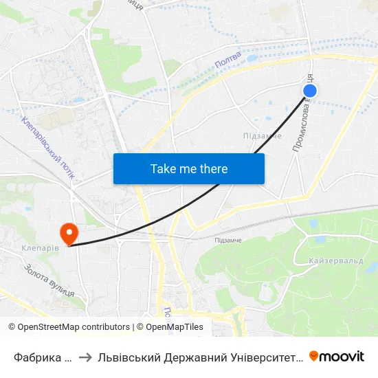 Фабрика Світанок to Львівський Державний Університет Безпеки Життєдіяльності map