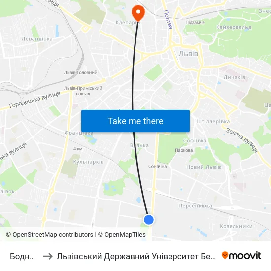 Боднарівка to Львівський Державний Університет Безпеки Життєдіяльності map
