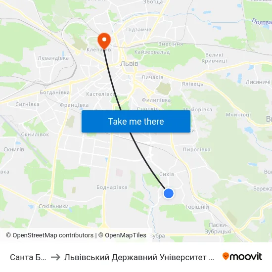 Санта Барбара to Львівський Державний Університет Безпеки Життєдіяльності map