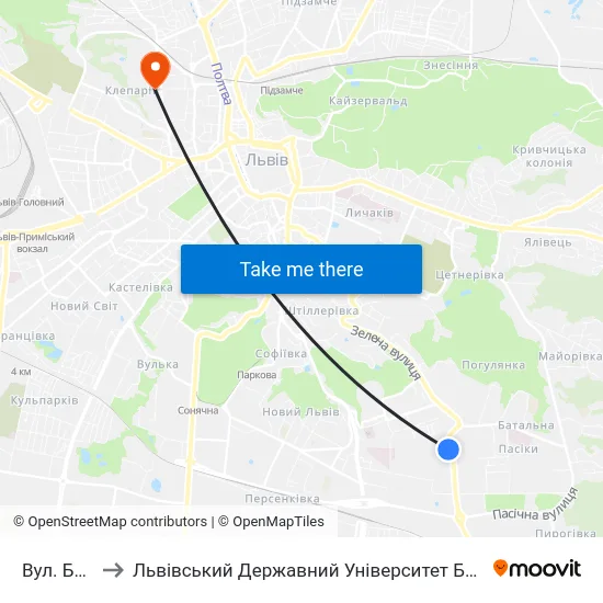 Вул. Бузкова to Львівський Державний Університет Безпеки Життєдіяльності map