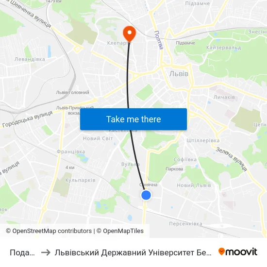 Податкова to Львівський Державний Університет Безпеки Життєдіяльності map