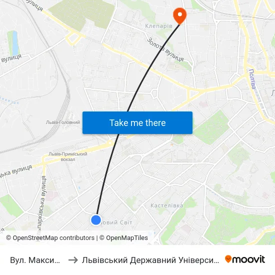 Вул. Максима Залізняка to Львівський Державний Університет Безпеки Життєдіяльності map