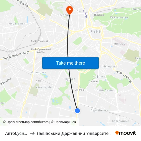 Автобусний Завод to Львівський Державний Університет Безпеки Життєдіяльності map