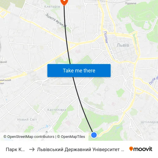 Парк Культури to Львівський Державний Університет Безпеки Життєдіяльності map