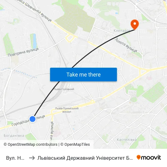 Вул. Народна to Львівський Державний Університет Безпеки Життєдіяльності map