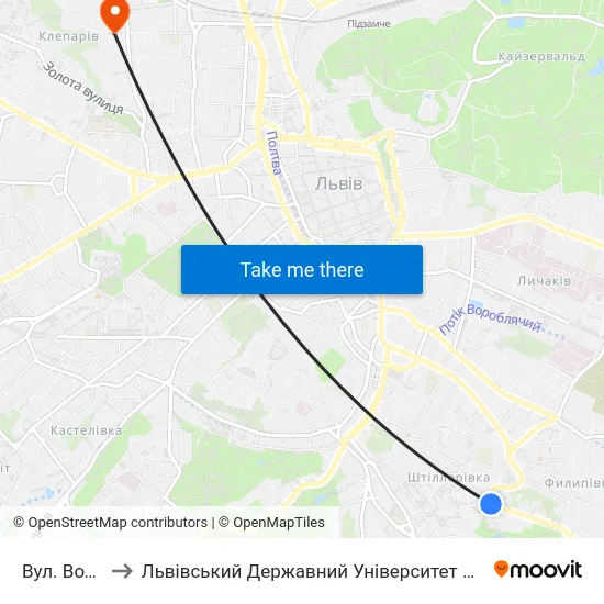 Вул. Водогінна to Львівський Державний Університет Безпеки Життєдіяльності map