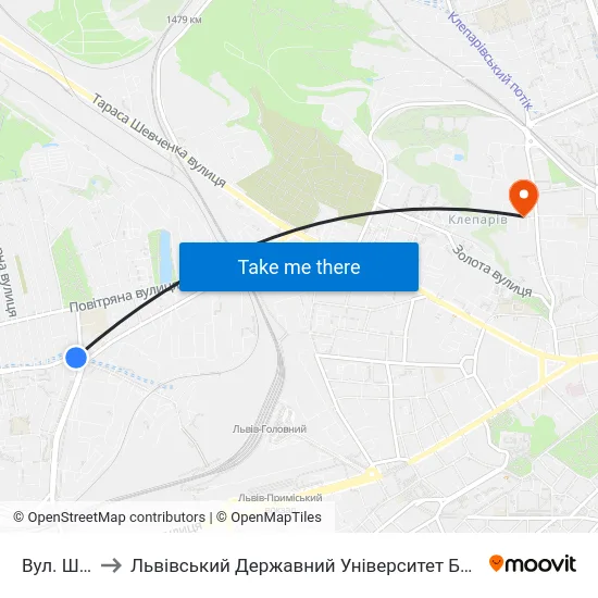 Вул. Широка to Львівський Державний Університет Безпеки Життєдіяльності map