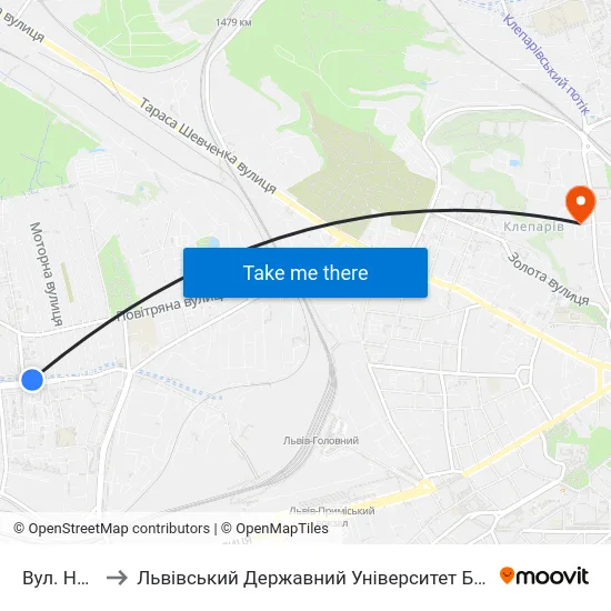 Вул. Низинна to Львівський Державний Університет Безпеки Життєдіяльності map