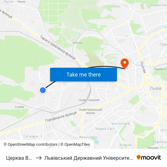Церква Вознесіння to Львівський Державний Університет Безпеки Життєдіяльності map