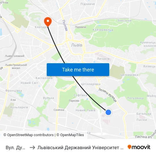 Вул. Дунайська to Львівський Державний Університет Безпеки Життєдіяльності map