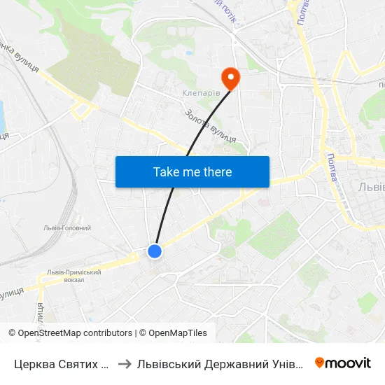 Церква Святих Ольги Та Єлизавети to Львівський Державний Університет Безпеки Життєдіяльності map