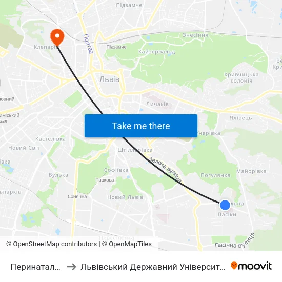 Перинатальний Центр to Львівський Державний Університет Безпеки Життєдіяльності map