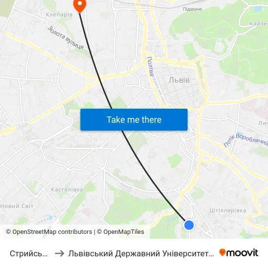 Стрийський Парк to Львівський Державний Університет Безпеки Життєдіяльності map