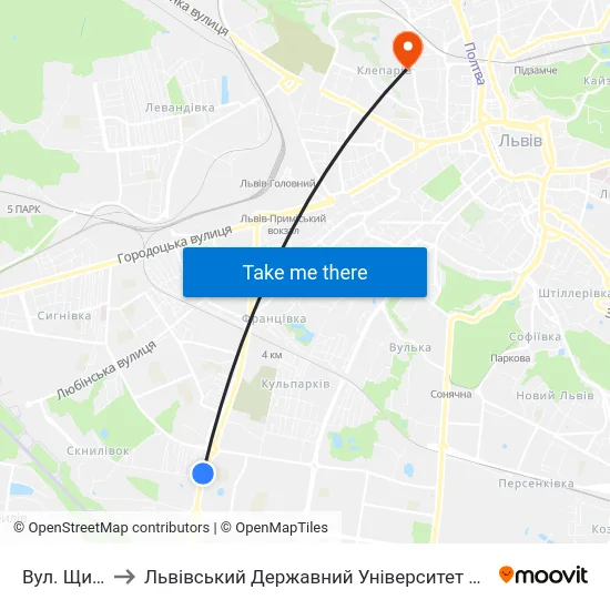 Вул. Щирецька to Львівський Державний Університет Безпеки Життєдіяльності map