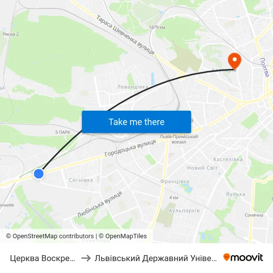 Церква Воскресіння Господнього to Львівський Державний Університет Безпеки Життєдіяльності map