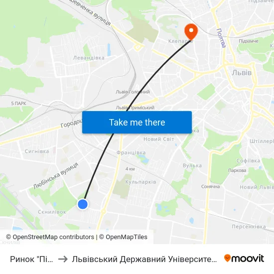 Ринок "Південний" to Львівський Державний Університет Безпеки Життєдіяльності map