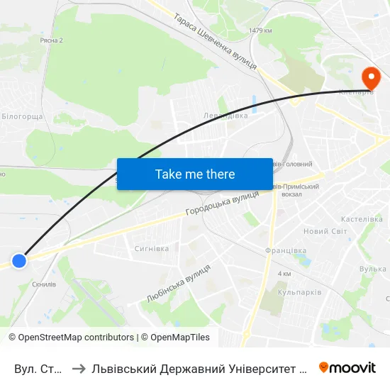 Вул. Станційна to Львівський Державний Університет Безпеки Життєдіяльності map