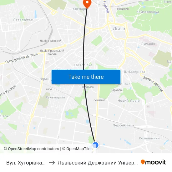 Вул. Хуторівка - Вул. Стрийська to Львівський Державний Університет Безпеки Життєдіяльності map