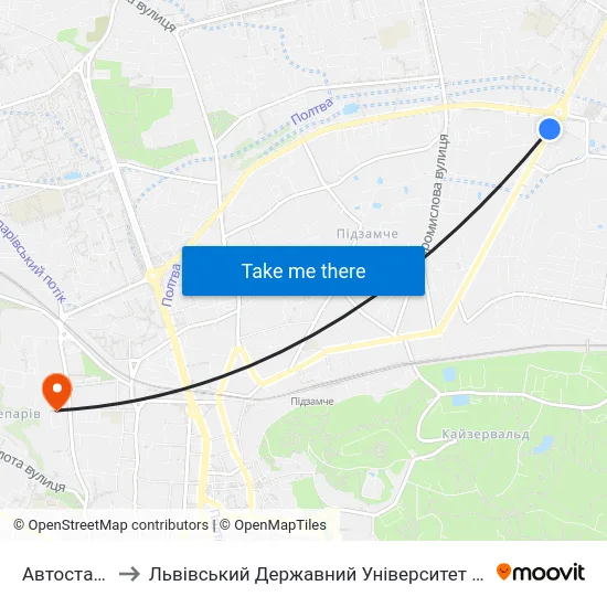 Автостанція №2 to Львівський Державний Університет Безпеки Життєдіяльності map