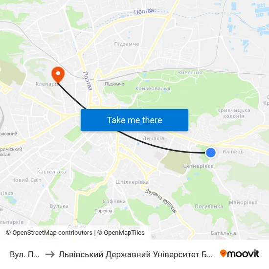Вул. Пасічна to Львівський Державний Університет Безпеки Життєдіяльності map