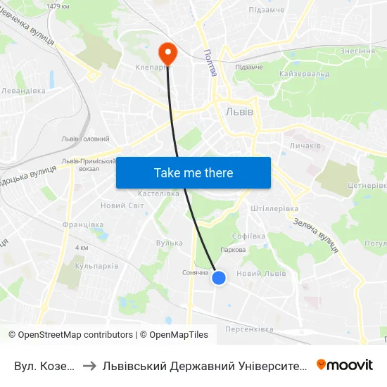 Вул. Козельницька to Львівський Державний Університет Безпеки Життєдіяльності map