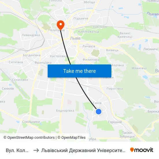 Вул. Коломийська to Львівський Державний Університет Безпеки Життєдіяльності map