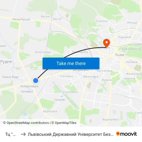 Тц "Metro" to Львівський Державний Університет Безпеки Життєдіяльності map