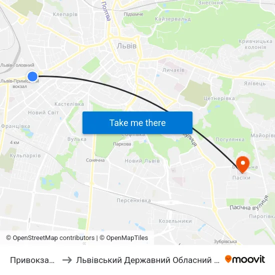 Привокзальний Ринок to Львівський Державний Обласний Клінічний Перинатальний Центр map