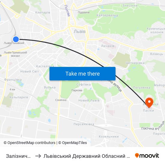 Залізничний Вокзал to Львівський Державний Обласний Клінічний Перинатальний Центр map