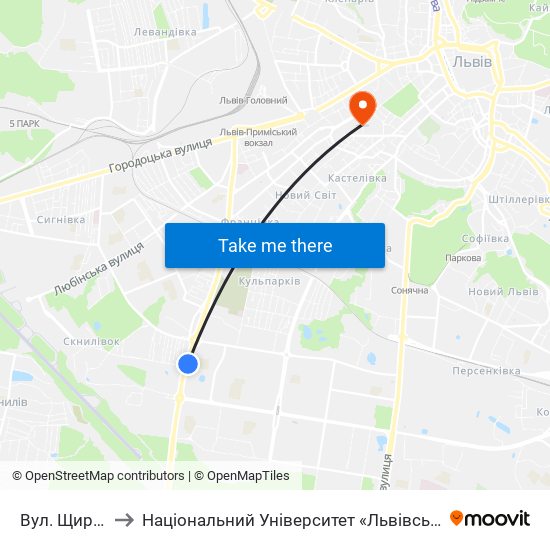 Вул. Щирецька to Національний Університет «Львівська Політехніка» map