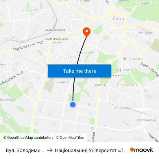 Вул. Володимира Великого to Національний Університет «Львівська Політехніка» map