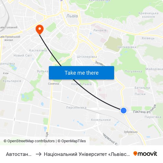 Автостанція №5 to Національний Університет «Львівська Політехніка» map