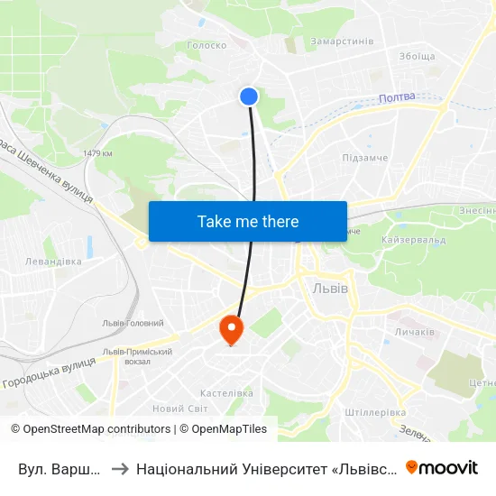 Вул. Варшавська to Національний Університет «Львівська Політехніка» map