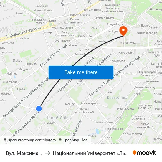 Вул. Максима Залізняка to Національний Університет «Львівська Політехніка» map